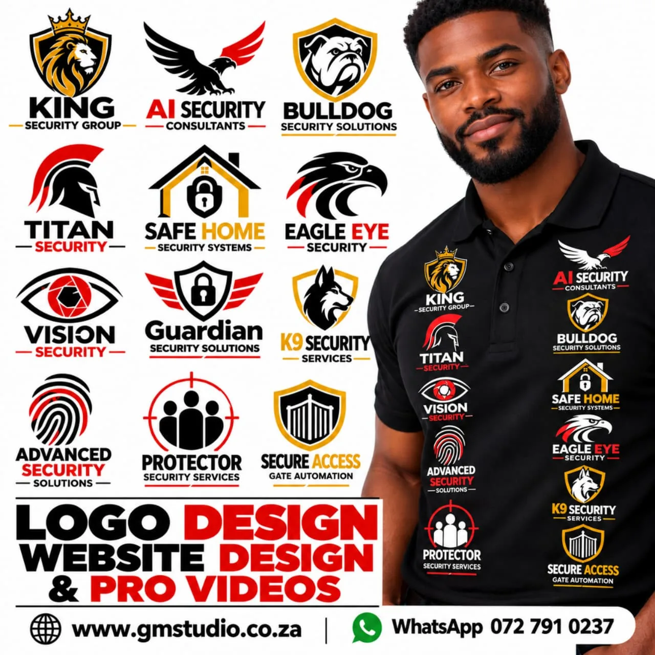 GM Studio security company logo design advert