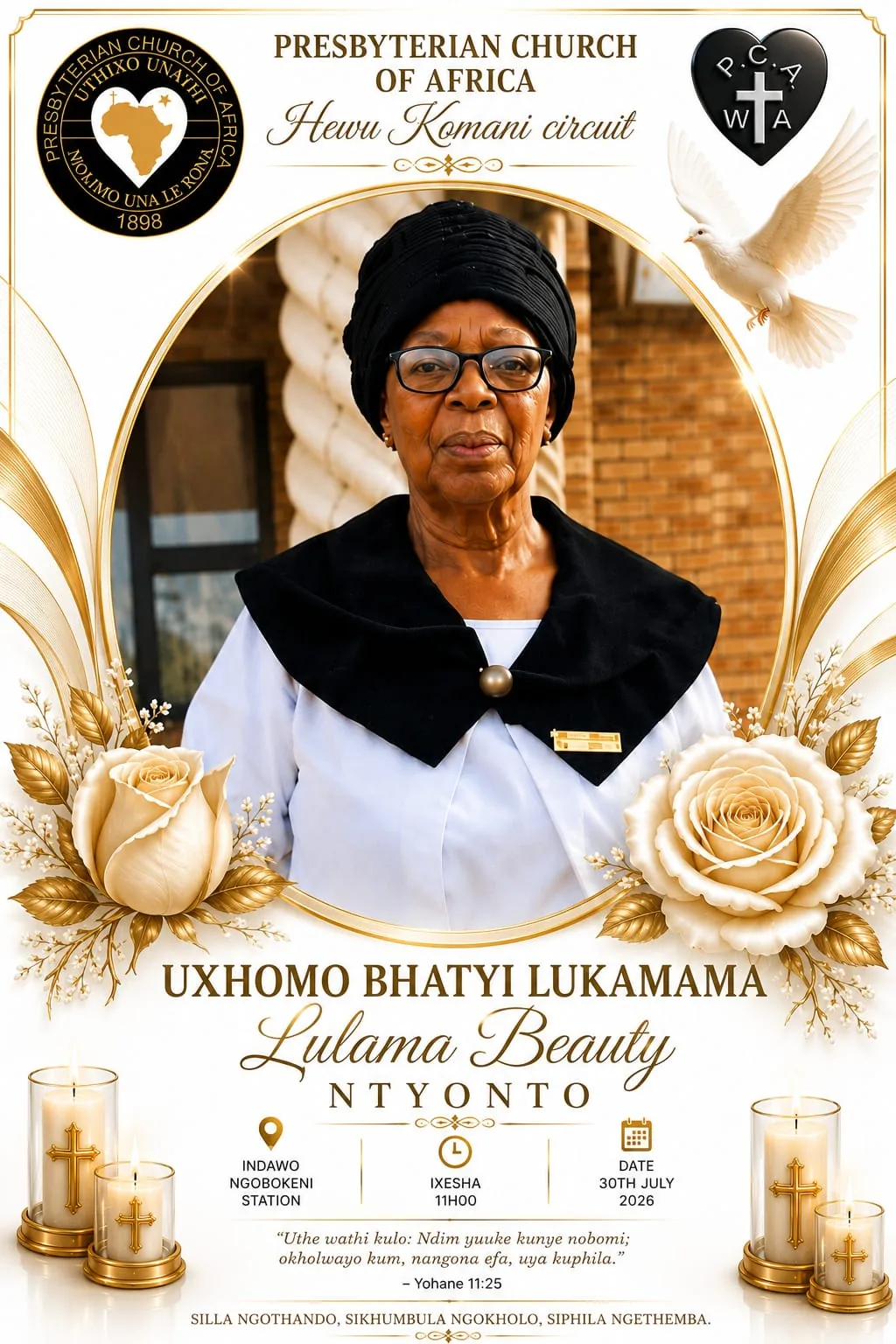 Presbyterian Church of Africa memorial service poster