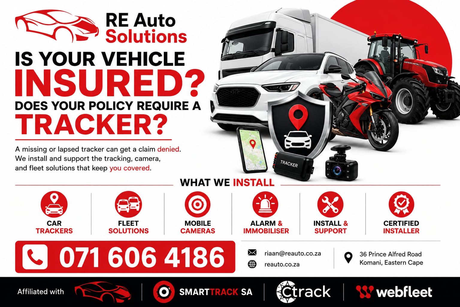 RE Auto Solutions promotional flyer
