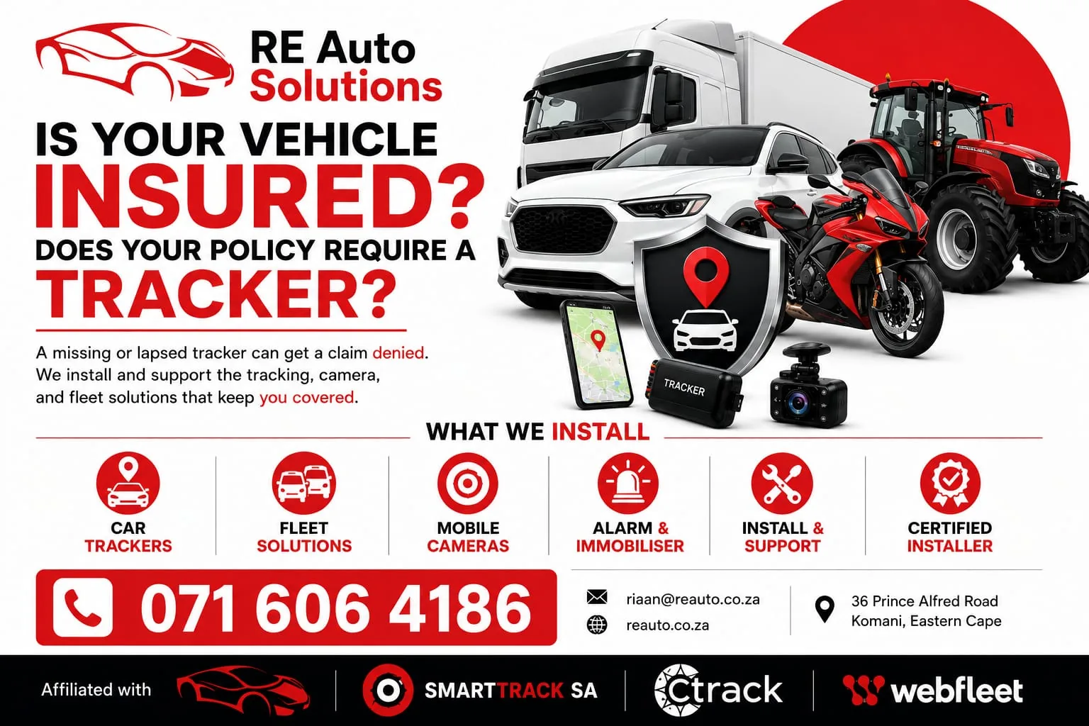 RE Auto Solutions promotional flyer